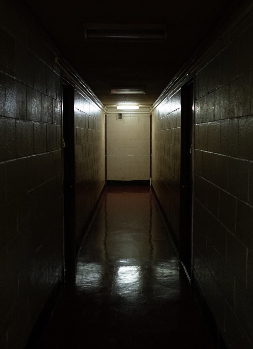 Lights out in the hallway of a building in the Polo Grounds Houses. Photo by Antonio Di Caterina.