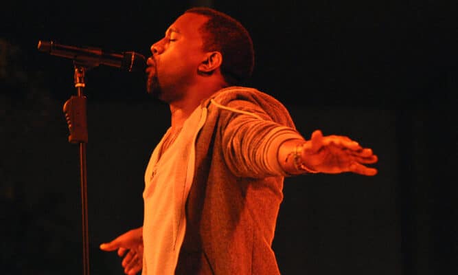 Kanye West performing at The Museum of Modern Art's annual Party in May of 2011.
