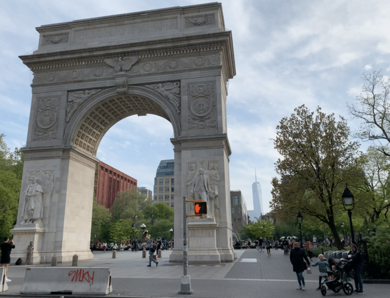 a photo of the arch in Washington Square Park in Manhattan, NYC.