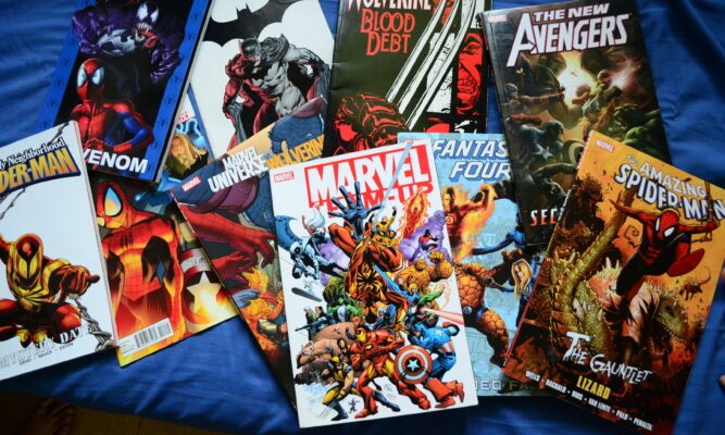 A photo of a collection of comic books