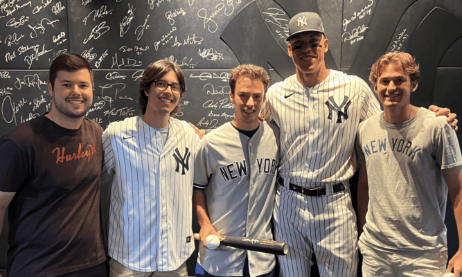 Yankee slugger Aaron Judge with me, JD, on the right, Michael Kessler on his left, Richie Vento and Michael Chasanov