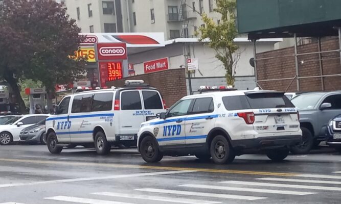 NYPD police cars in Washington Heights