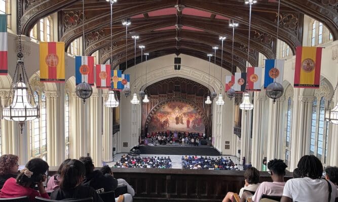 Great Hall Convocation from the balcony at The City College of New York