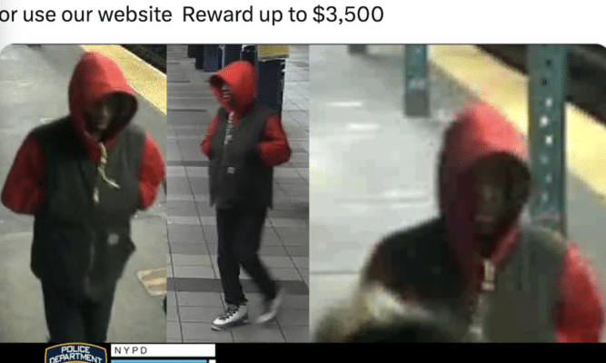 NYPD Crime Stoppers post for a suspect.