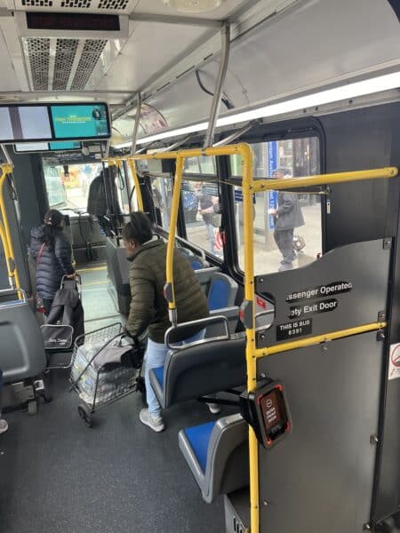 Inside a bus in Harlem