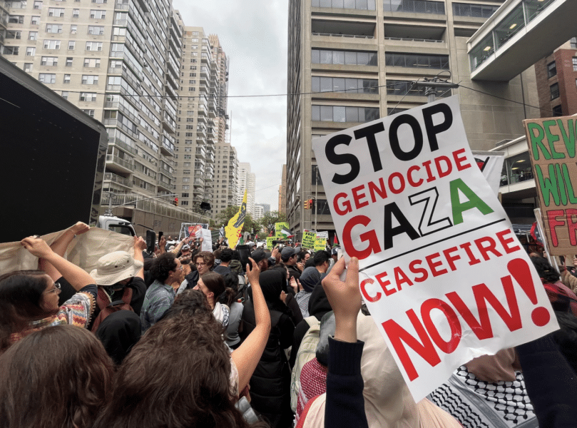 Protestors Outside of Hunter College