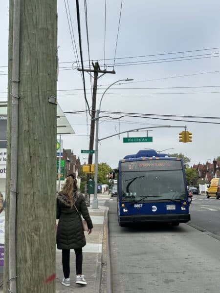 Waiting for the Q77 bus in Queens