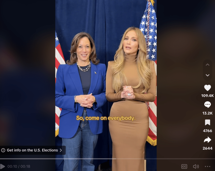 Kamala Harris and JLo on TikTok