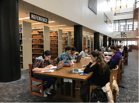 Students studying in Morris Raphael Cohen Library at The City College of New York