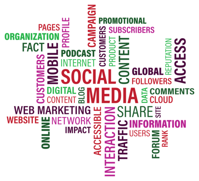 graphic showing social media.