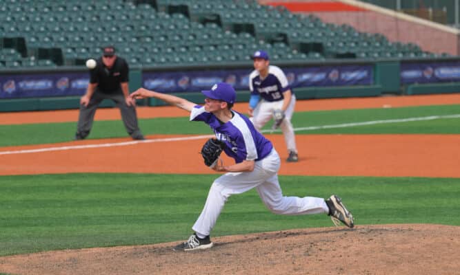 City College baseball pitcher on the mound