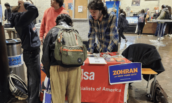 City College Students Zohran Mamdani table. Photo by Jamal James