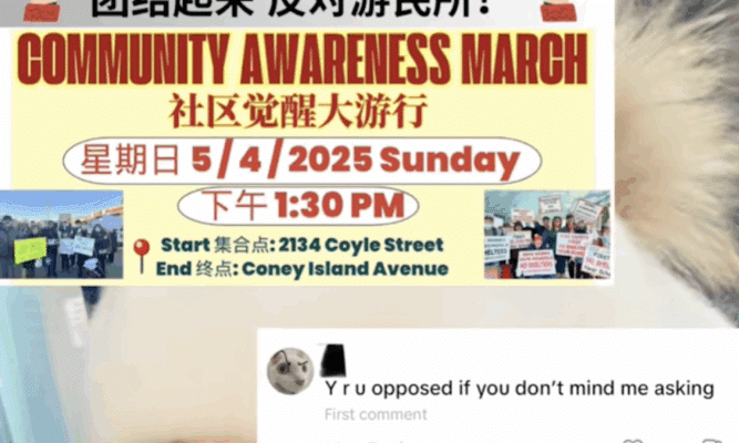 Screen shot from Tik Tok against Homeless Shelter