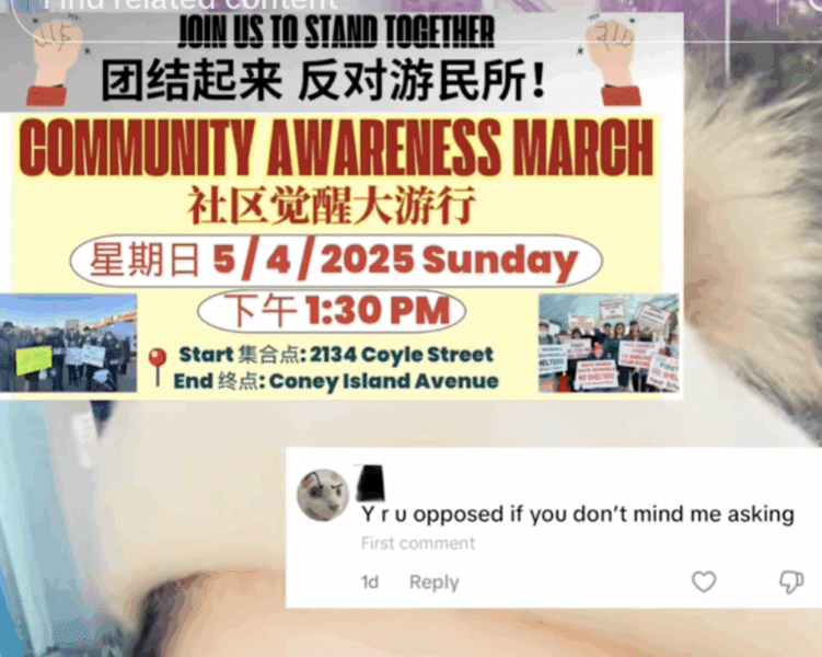 Screen shot from Tik Tok against Homeless Shelter