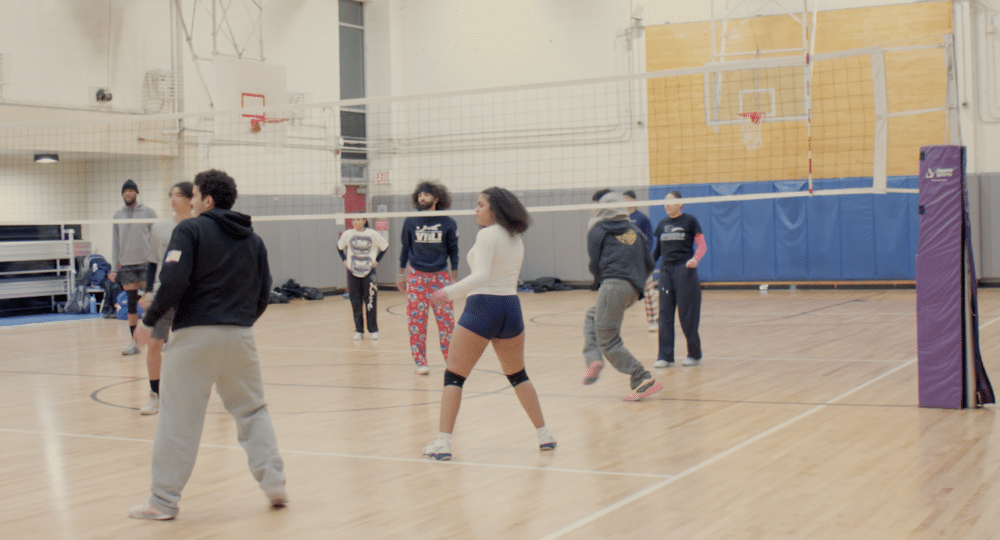 Playing volley ball in the Bronx