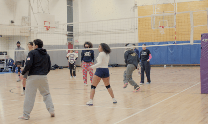 Playing volley ball in the Bronx