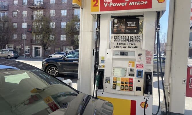 Gas pump at Bedford Stuyvesant Shell Station. Photo by Joan Andre.