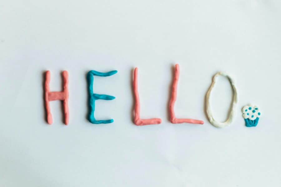 Hello Photo by Maria Tyutina: https://www.pexels.com/photo/photo-of-orange-yellow-and-red-hello-molding-clay-954599/