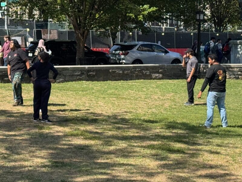 Students on the lawn at City College