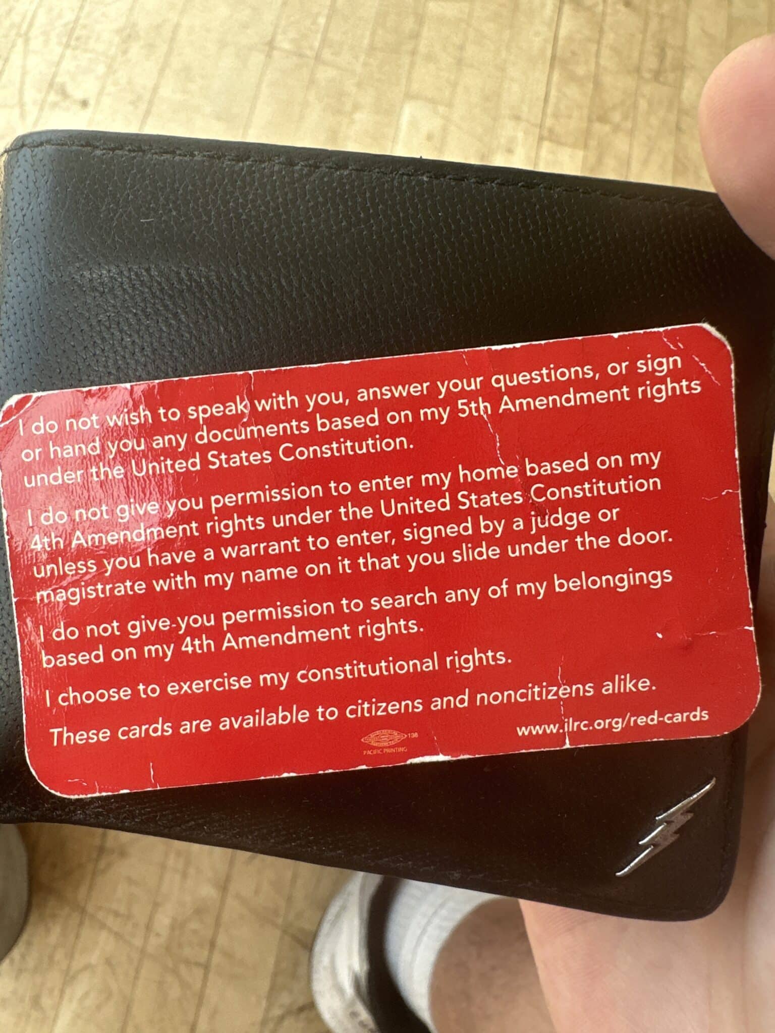 A Red Card on top of a table