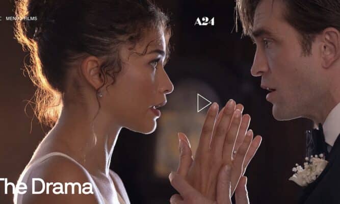 Zendaya and Robert Pattinson The Drama Screenshot form A24