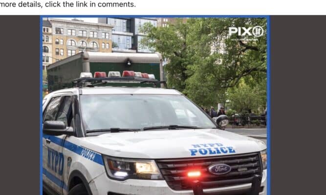 Screen shot of police car from WPIX