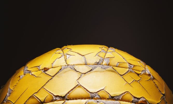 a torn volleyball.
